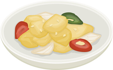 Illustration of Gamja Jorim, Korean Braised Potato