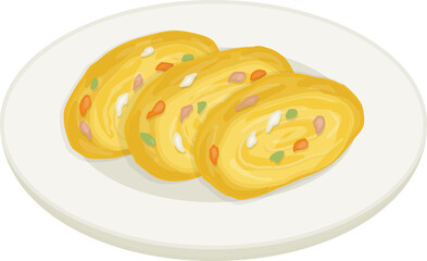Illustration of Gyeran Mari, Korean Rolled Omelet