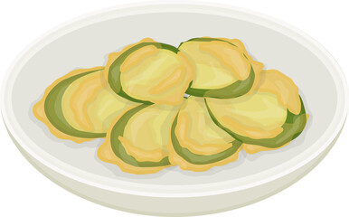 Illustration of Hobak Jeon, Korean Zucchini Pancake