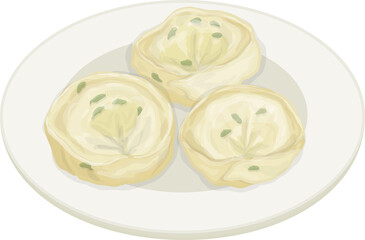 Illustration of Mandu, Korean Dumplings