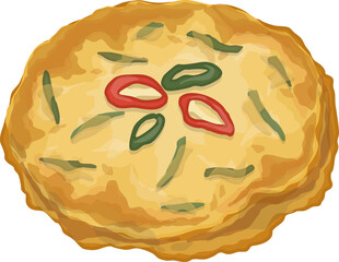 Illustration of Bindaetteok, Korean Mung Bean Pancake