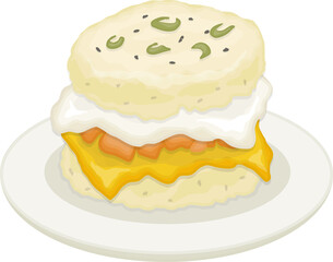 Illustration of Bapbeogeo, Korean Rice Burger