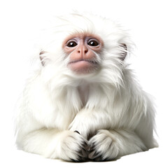 Obraz premium Charming Small Cotton-top Tamarin with a Cute Smile on a transparent background, png file, cut off bg, alpha canal
