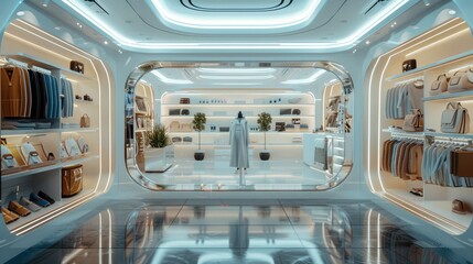 Obraz premium A captivating glimpse into a Metaverse marketplace, where users browse and purchase virtual goods and services in a hyperrealistic 3D environment. Generative AI.