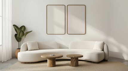 Art Home. Contemporary Interior with white sofa and paintings