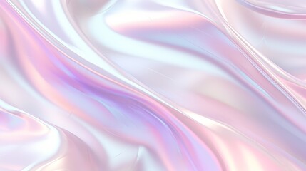 Obraz premium Soft white holographic foil effect, gentle abstract patterns, reflective surface, serene wallpaper design, full view