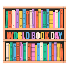 Books, literature. Colorful books covers. Reading and knowledge. World Book Day. Vector illustration in flat style © Amahce