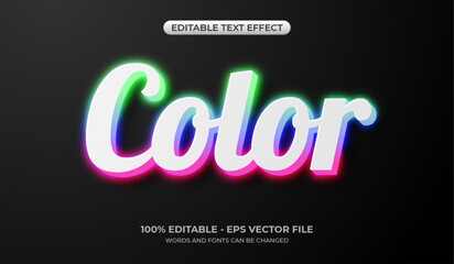 3D gradient color text effect. Editable white bold text effect in a colorful neon theme