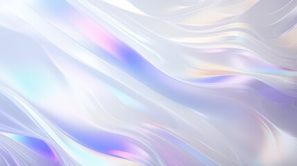 White abstract holographic background, shimmering foil effect, ethereal glow, wide view, ideal for sleek wallpaper