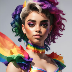 Obraz premium Orgullo y Estilo: Chica con Outfit de Moda para el Pride