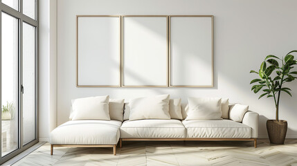 Art Home. Modern living room with sofa and frames