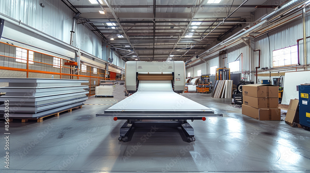 Poster Large scale printing operation. Generative AI.
