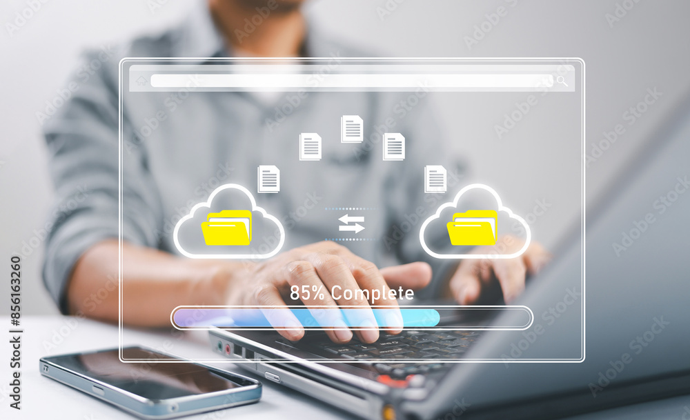 Poster data transfer technology concept. ftp(file transfer protocol) files recovery computer backup. transf