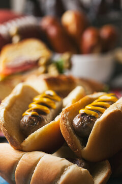 Football: Bratwurst With Mustard And Other Game Snacks