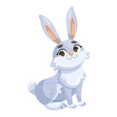 Cute cartoon bunny on white background. Vector illustration