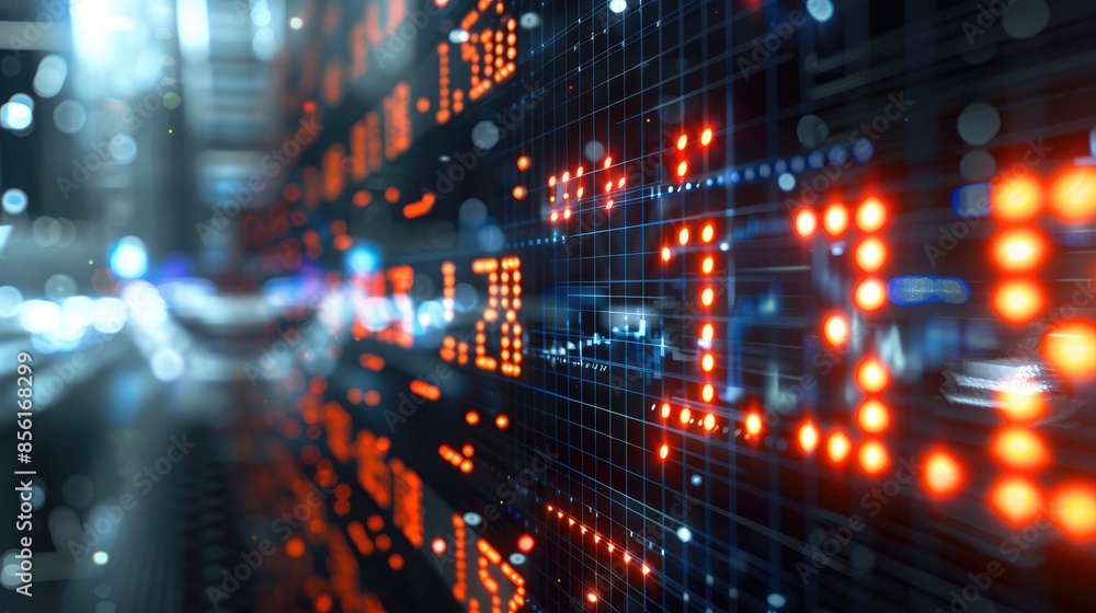 Aufkleber Stock Market numbers and things moving from in diagonal corner to corner. Generative AI.