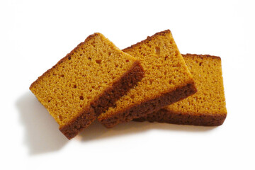 Slices of gingerbread isolated on a white background