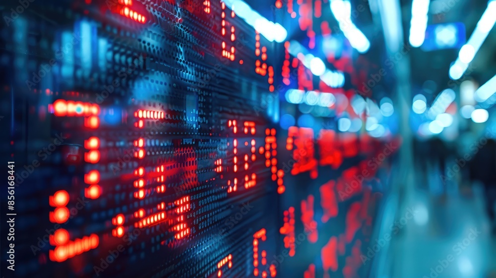 Aufkleber Stock Market numbers and things moving from in diagonal corner to corner. Generative AI.