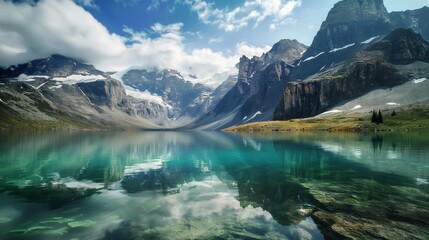 Fototapeta premium A lake in the mountains. natural background, banner.