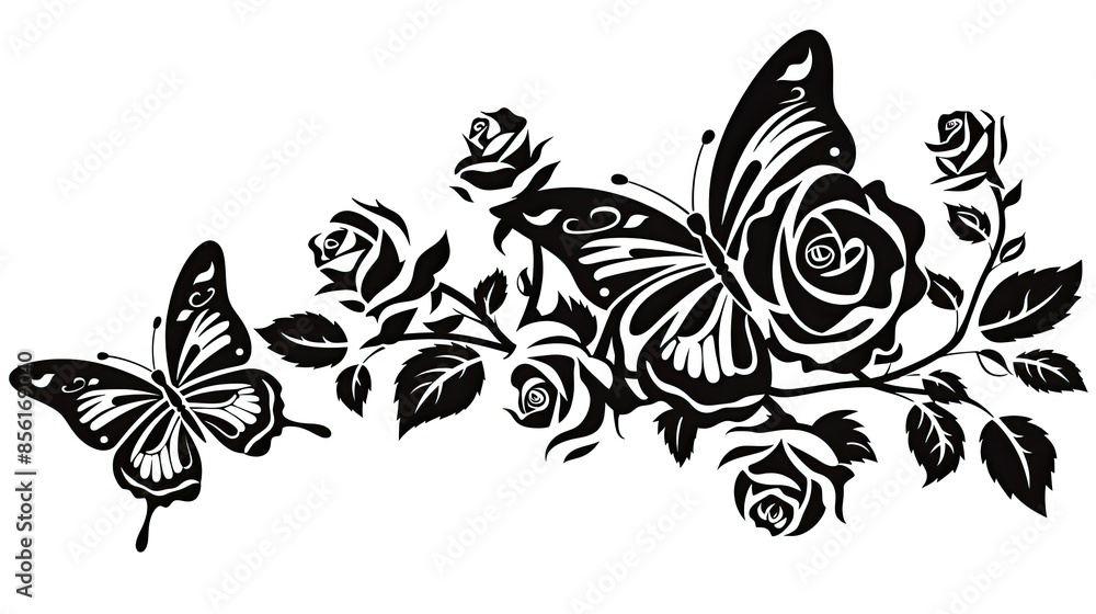 Sticker black and white butterfly