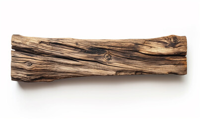 A long plank of wood on a white background