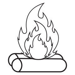 Campfire line art icon, symbol, vector with stroke line. Fire icons, silhouette. Bonfire vector, icon, logo design on white background. Vector illustration of bonfire, campfire.