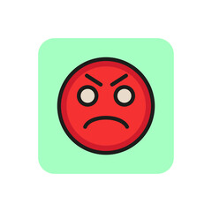 Fototapeta premium Angry emoticon line icon. Displeased, fury, irritation. Emoticon concept. Can be used for topics like emotion, social networking, chat