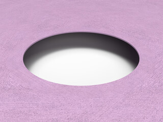 ピンクの壁に開いた穴の3Dイラストレーション