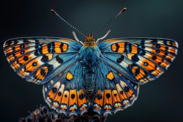 Naklejka premium Close-Up of a Vibrant Butterfly with Detailed Wings