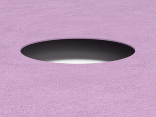 ピンクの壁に開いた穴の3Dイラストレーション