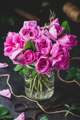 Bouquet of small pink garden roses