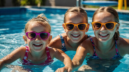 A happy family enjoys the joys of water.