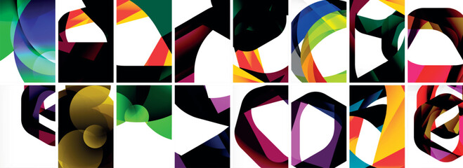 Collection of abstract background with waves, colorful shapes and 3d shadow effect. Vector Illustration For Wallpaper, Banner, Background, Card, Book Illustration, landing page