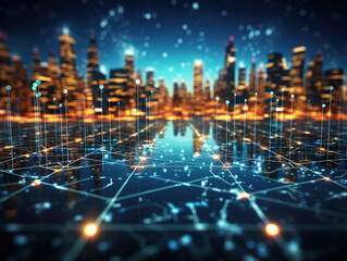 Fototapeta premium Abstract world map background with connecting lines and dots