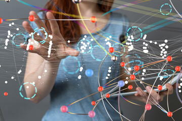 Global network. Blockchain. 3D illustration. Neural networks and artificial intelligence. Abstract ...