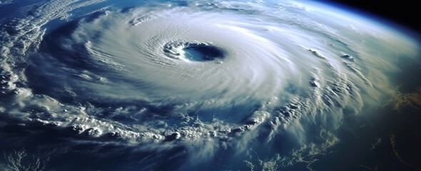 a very powerful hurricane seen from space, seen as an earth element in the shape of eye on its center. 
