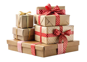 Obraz premium Handcraft gift boxes set on a transparent background