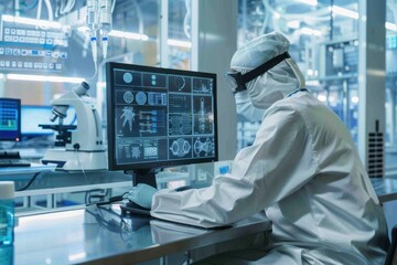 Researcher analyzing data on a computer screen