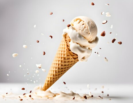 cornet de glace vanille noisettes