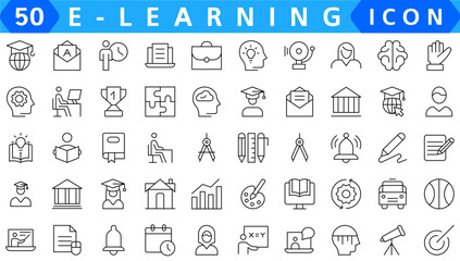 E-learning icons set. Collection of simple editable icons for web design, app, and more.