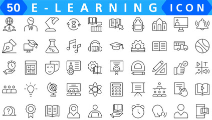 E-learning icons set. Collection of simple editable icons for web design, app, and more.