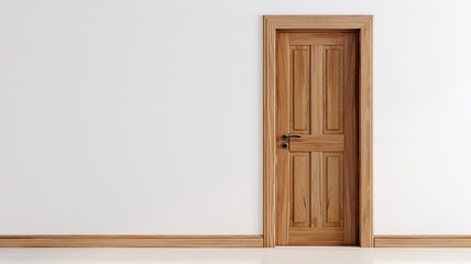 brown wooden door isolated on a white background.