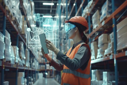 Worker using AR for inventory management - Powered by Adobe