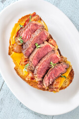 Bacon and steak bruschetta