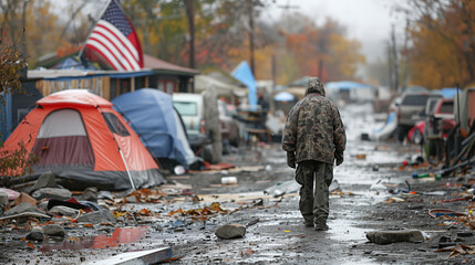 Homeless Veteran American, AI-generated