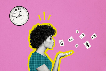 Composite photo collage of american gild blow hands numbers timepiece flow regime watch repair broke isolated on painted background