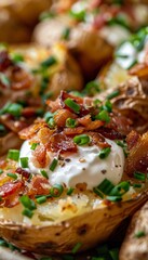 Perfectly Crispy Baked Potato with Sour Cream, Chives, and Bacon Bits - Comfort Food Delight