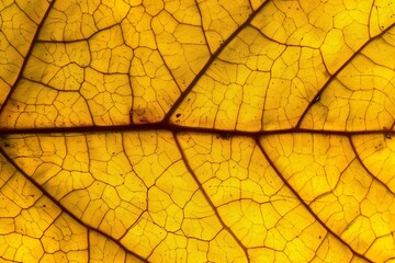 Obraz premium Yellow leaf texture, close-up. Abstract nature background. generative ai.