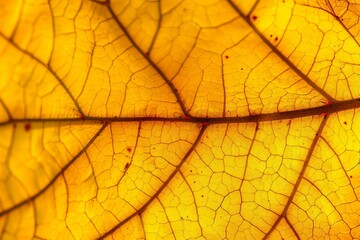 Fototapeta premium Yellow leaf texture, close-up. Abstract nature background. generative ai.