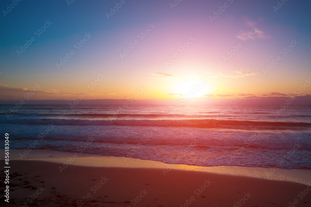 Poster sunset over the sea beach